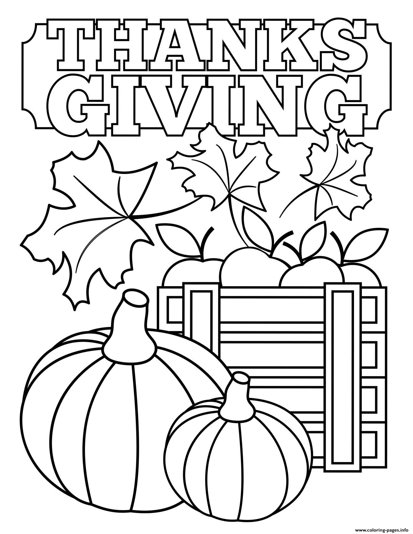 Thanksgiving Leaves And Pumpkins Coloring Pages Printable