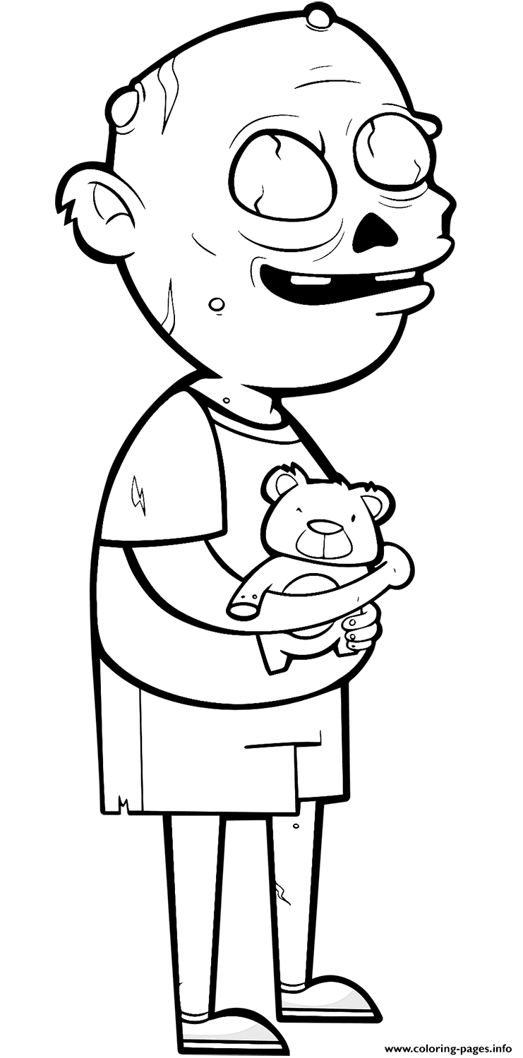 Zombie With Teddy Bear coloring