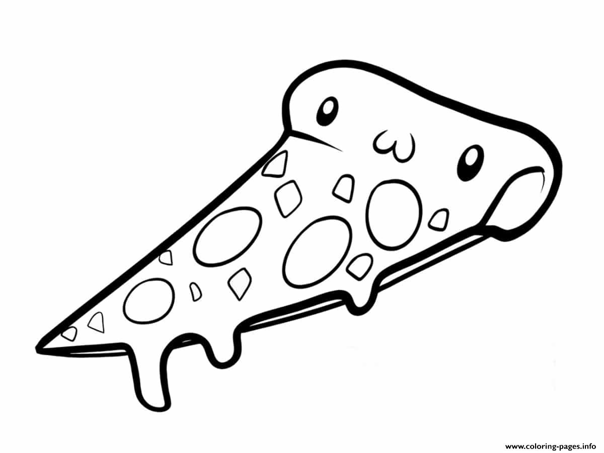 Pizza Kawaii Coloring page Printable