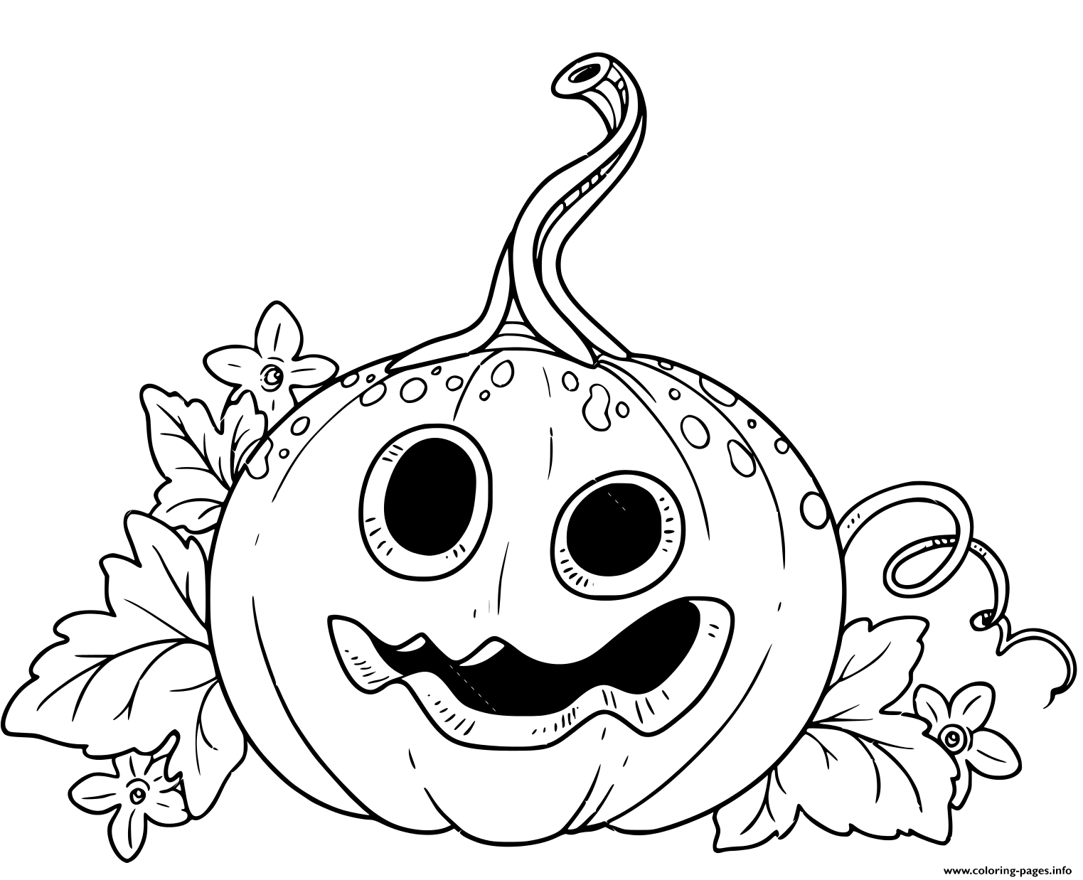 Funny Lantern From Pumpkin With The Cut Out Of A Grin And Leaves coloring