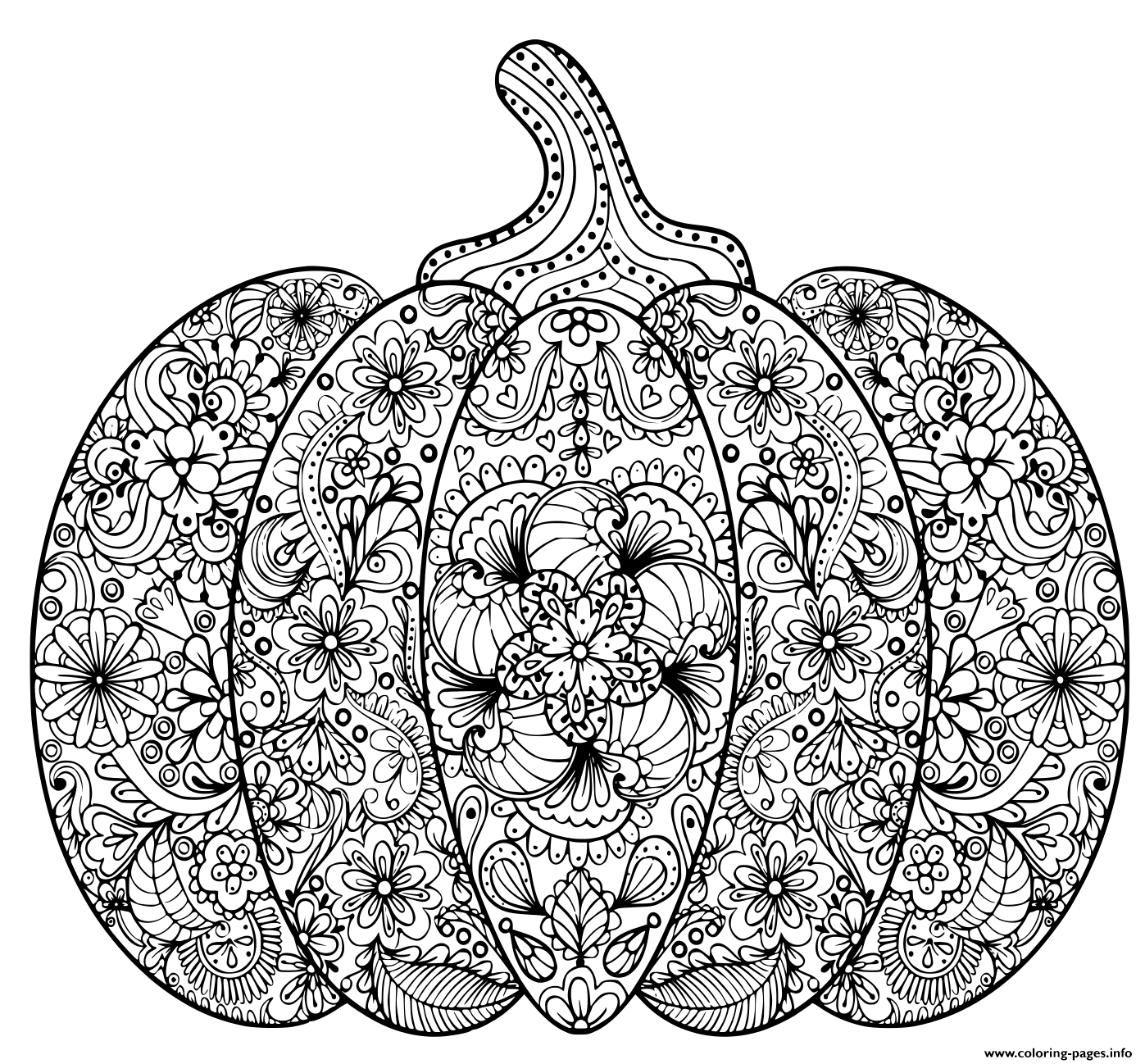 Pumpkin Illustration Hand Drawn Vegetable In Zentangle Style Tribal Totem For Tattoo Adult coloring