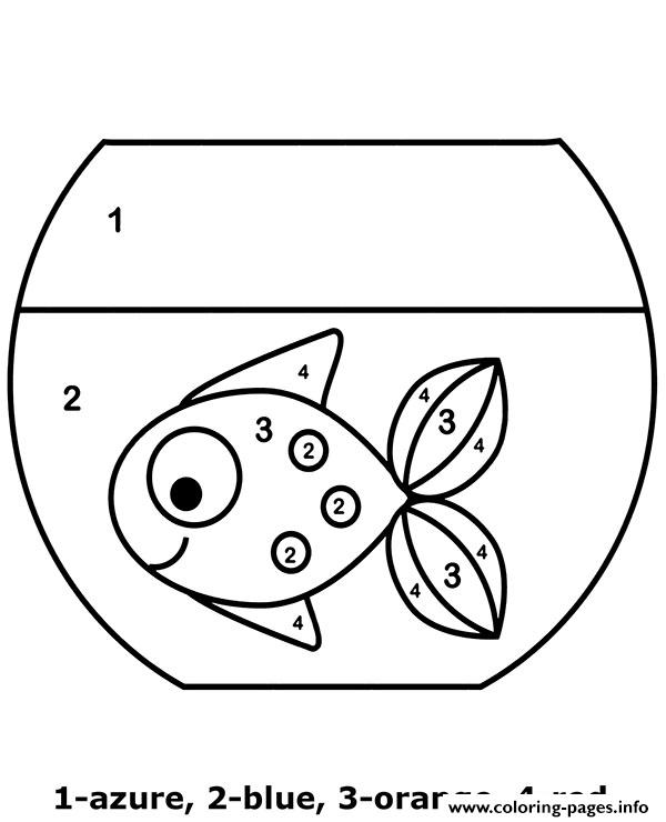 Color By Number Easy Printable Picture Fish coloring