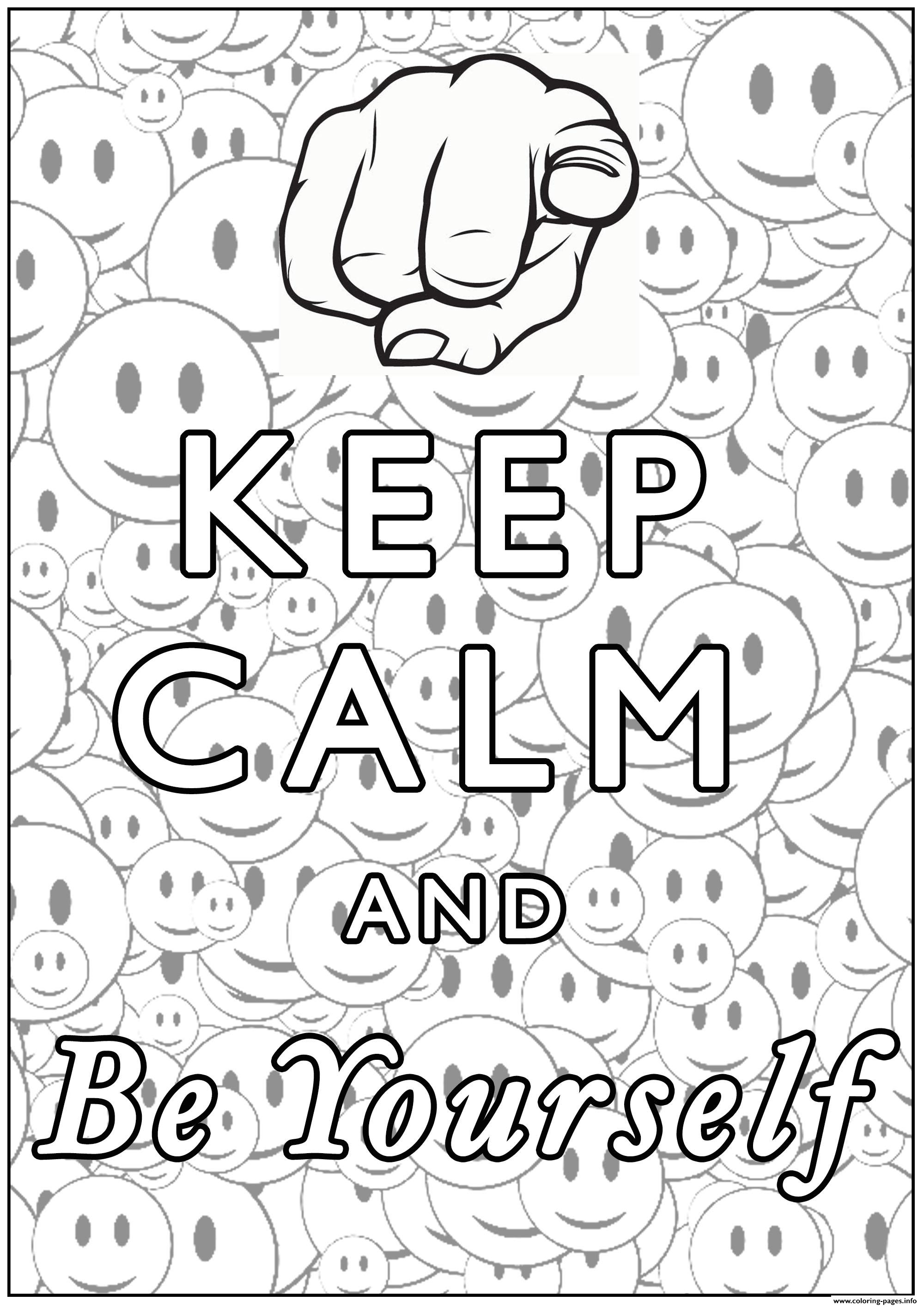 Keep Calm And Be Yourself coloring