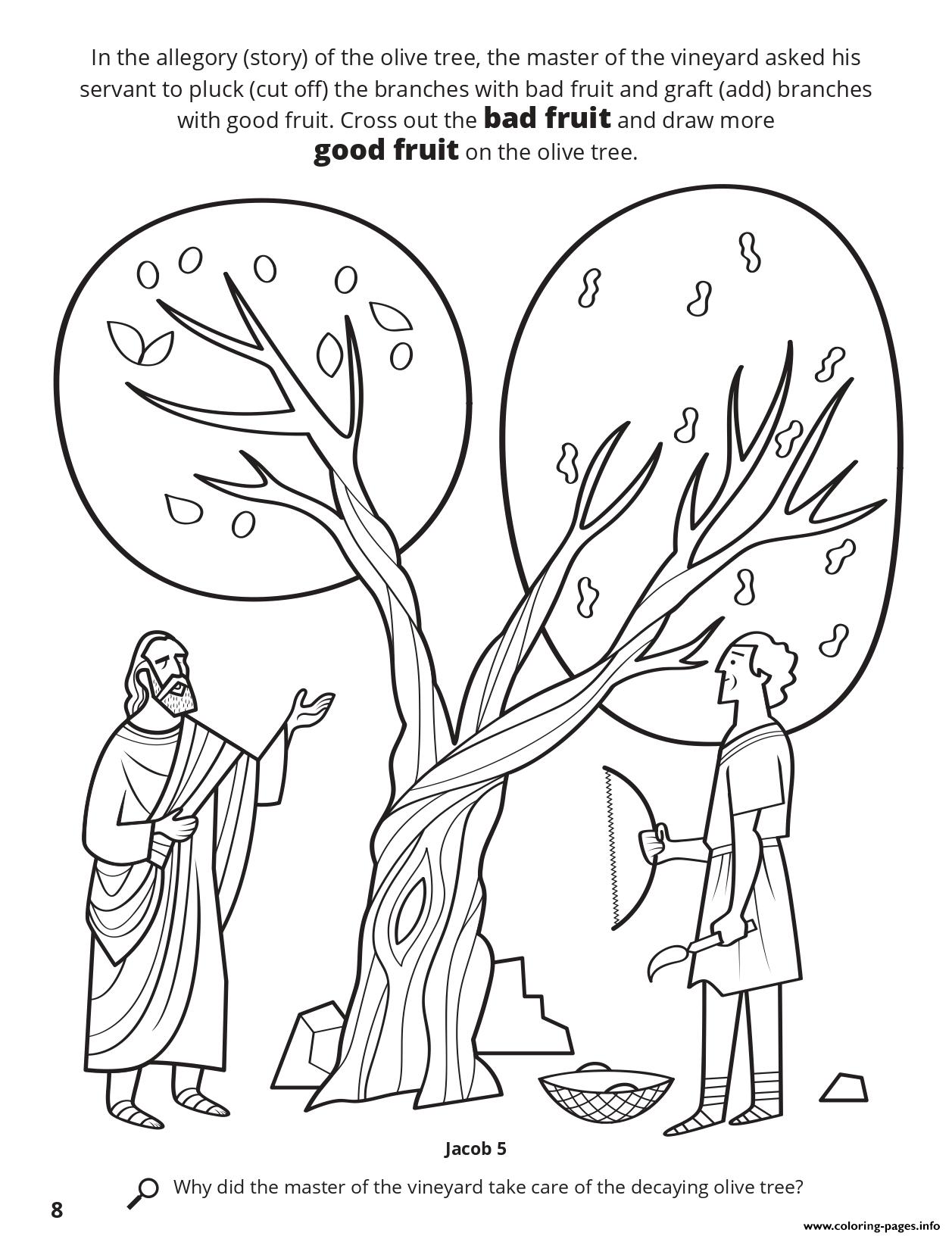 Cross Out The Bad Fruit And Draw More Good Fruit On The Olive Tree coloring