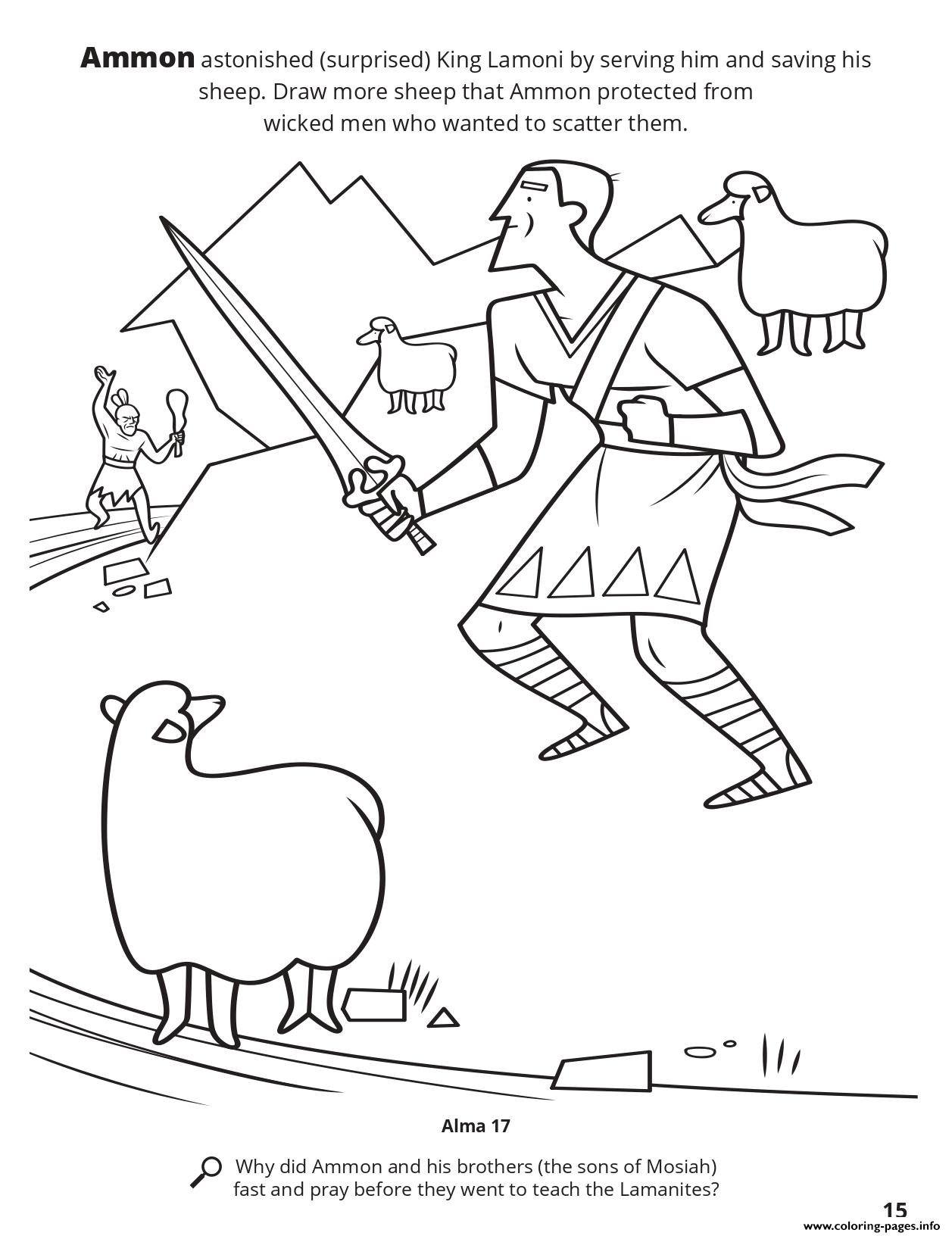 Ammon Astonished King Lamoni By Serving Him And Saving His Sheep coloring