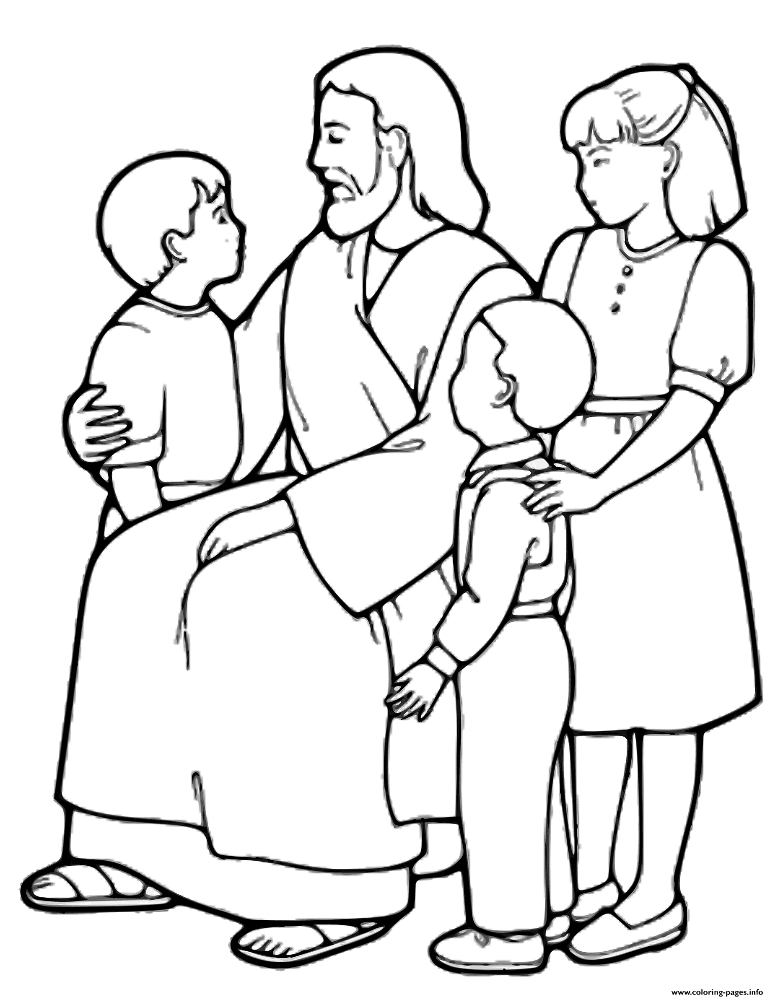 The Little Children And Jesus Coloring Pages Printable