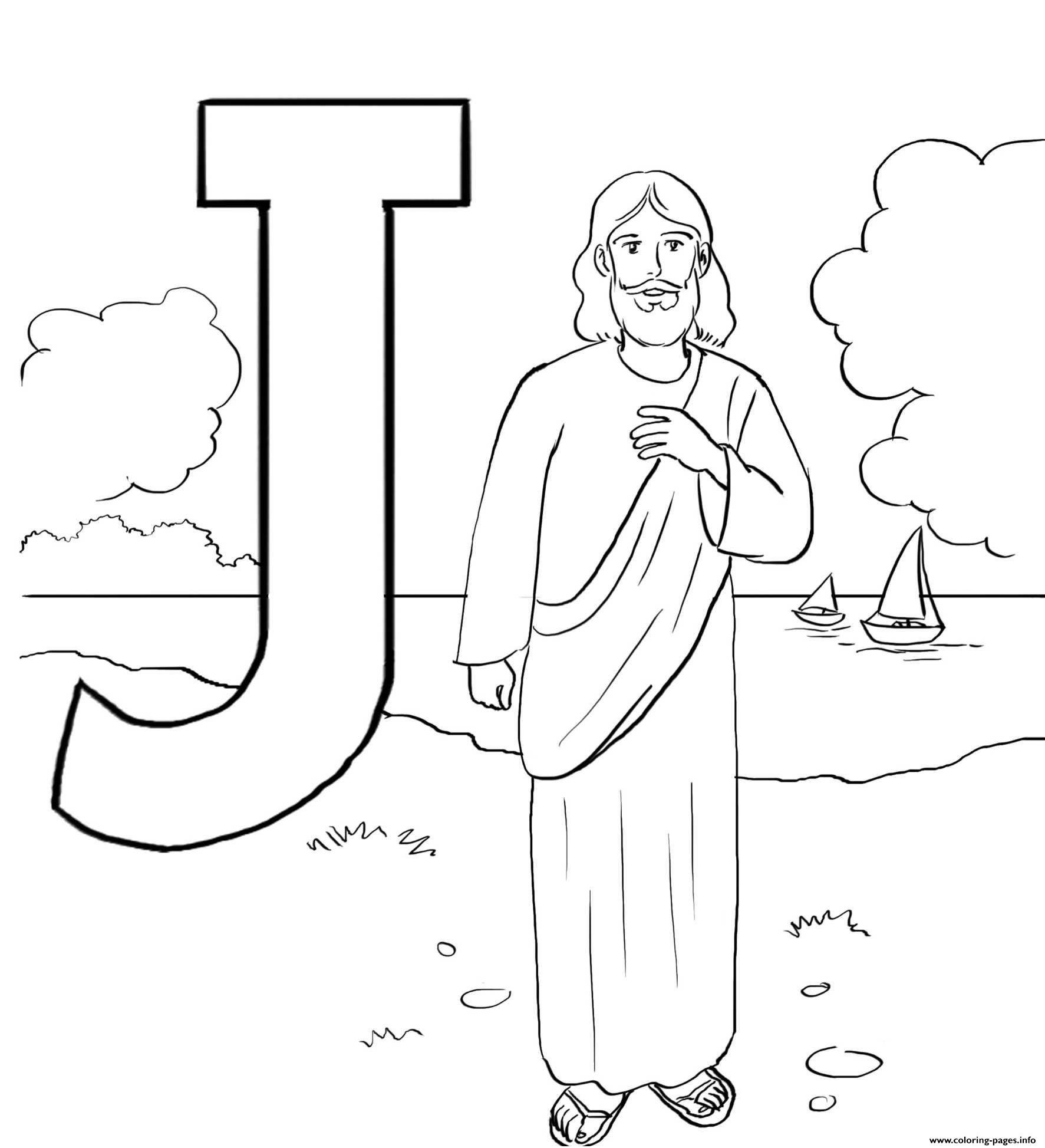 Jesus Christ Letter J Alphabet coloring