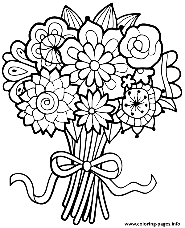 Download Bouquet Of Flowers Coloring Pages Printable