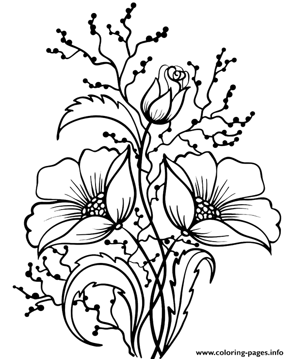 Flowers Composition Sheet To Print coloring