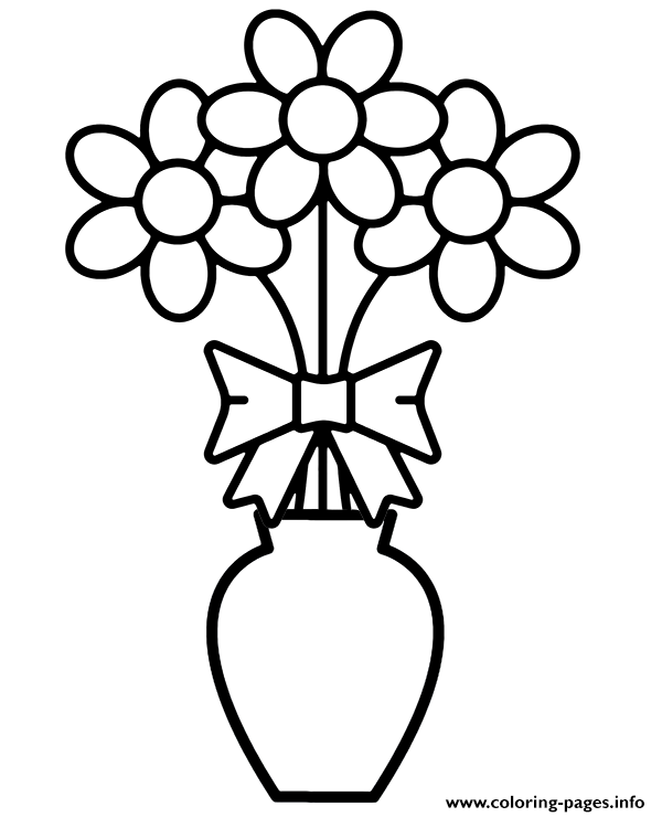 Vase With Simple Flowers coloring
