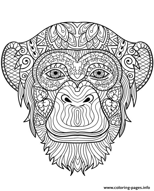Mandala Monkey Africa Adult coloring