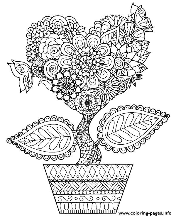 Flower Heart For Adults coloring