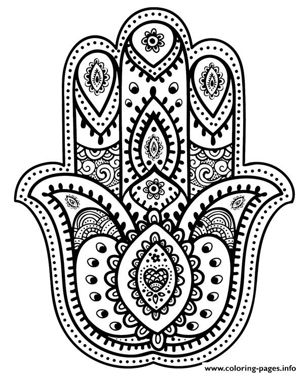 Khamsa Khmissa Mandala Symbols Palm coloring