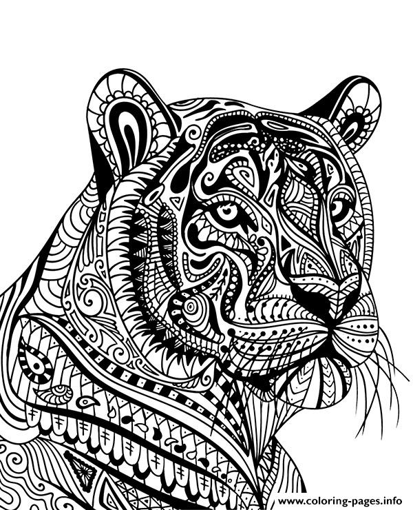 Mandala Tiger Adult Animal Coloring page Printable