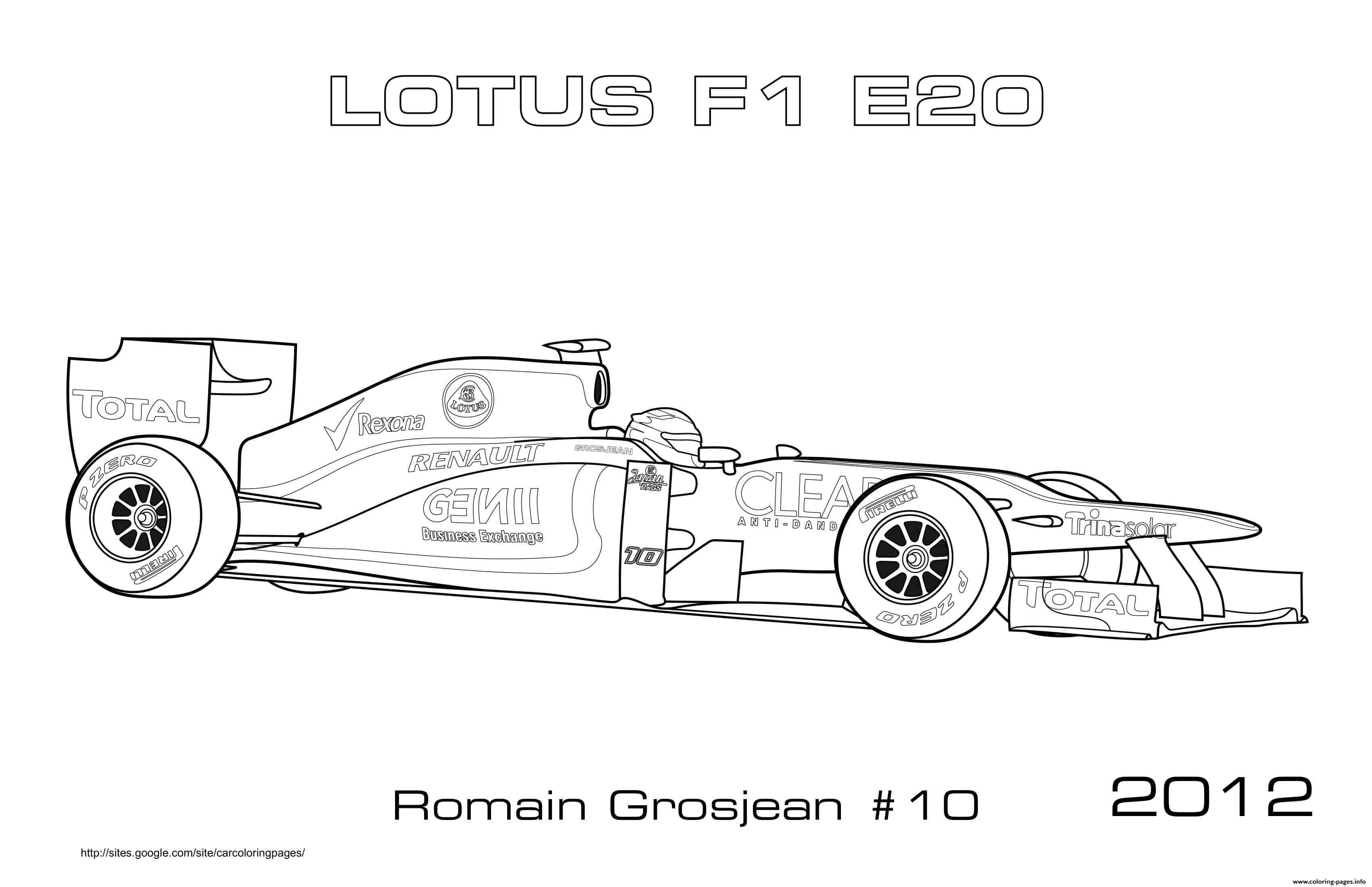 F1 Lotus E20 Romain Grosjean 2012 coloring