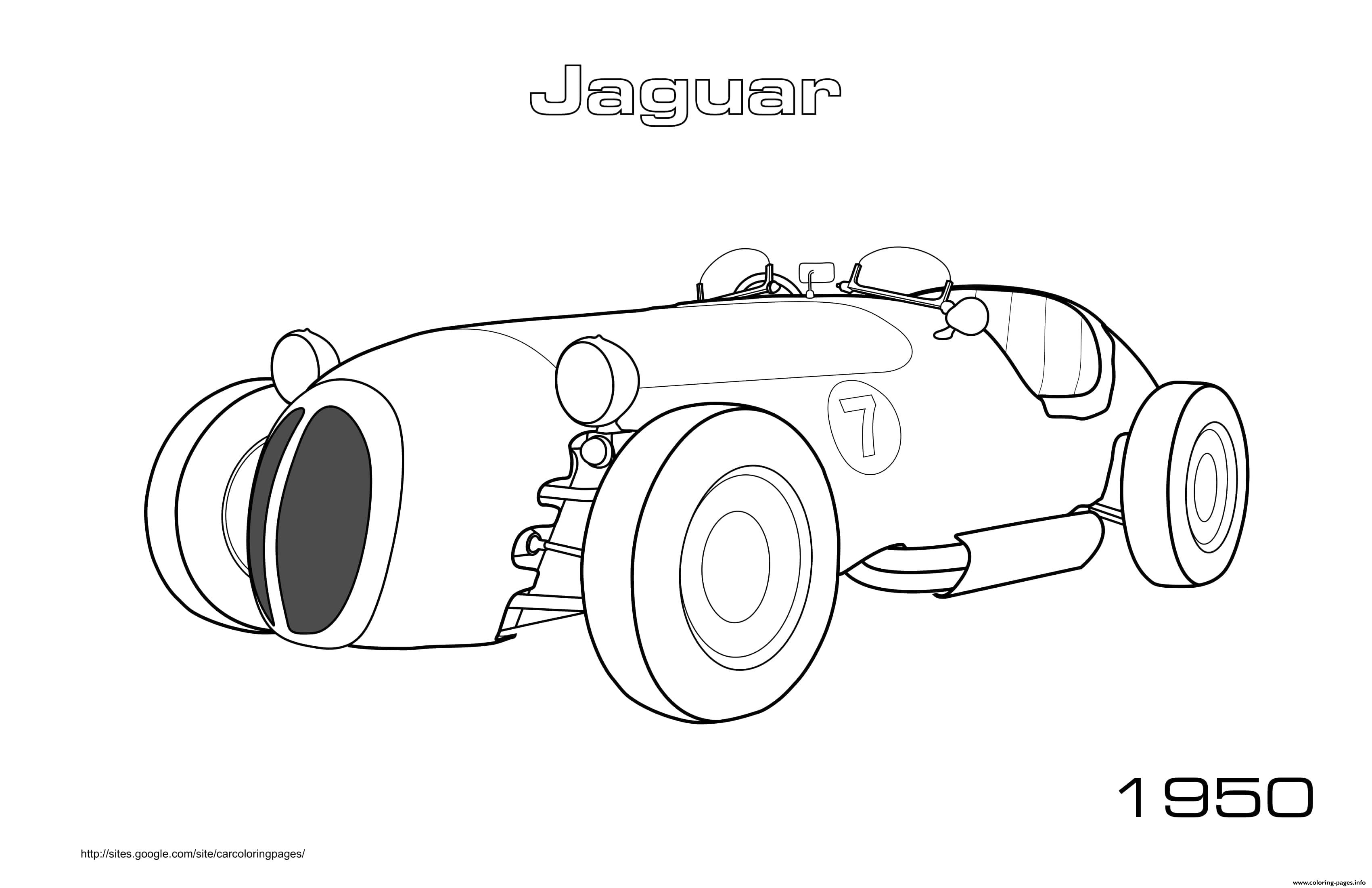 Old Car Jaguar 1950 Coloring Pages Printable