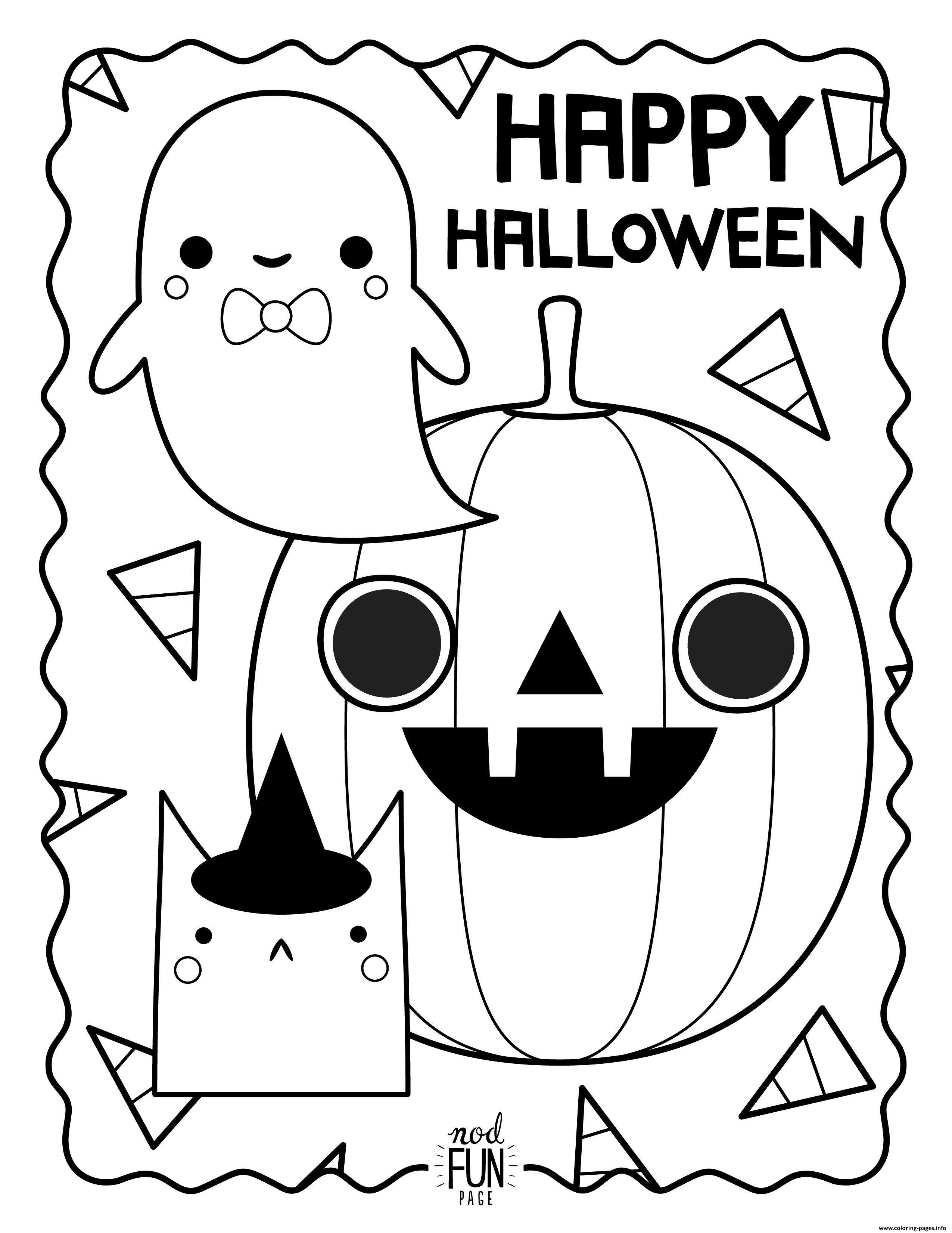 Happy Halloween Ghost Pumpkin Car Coloring Pages Printable