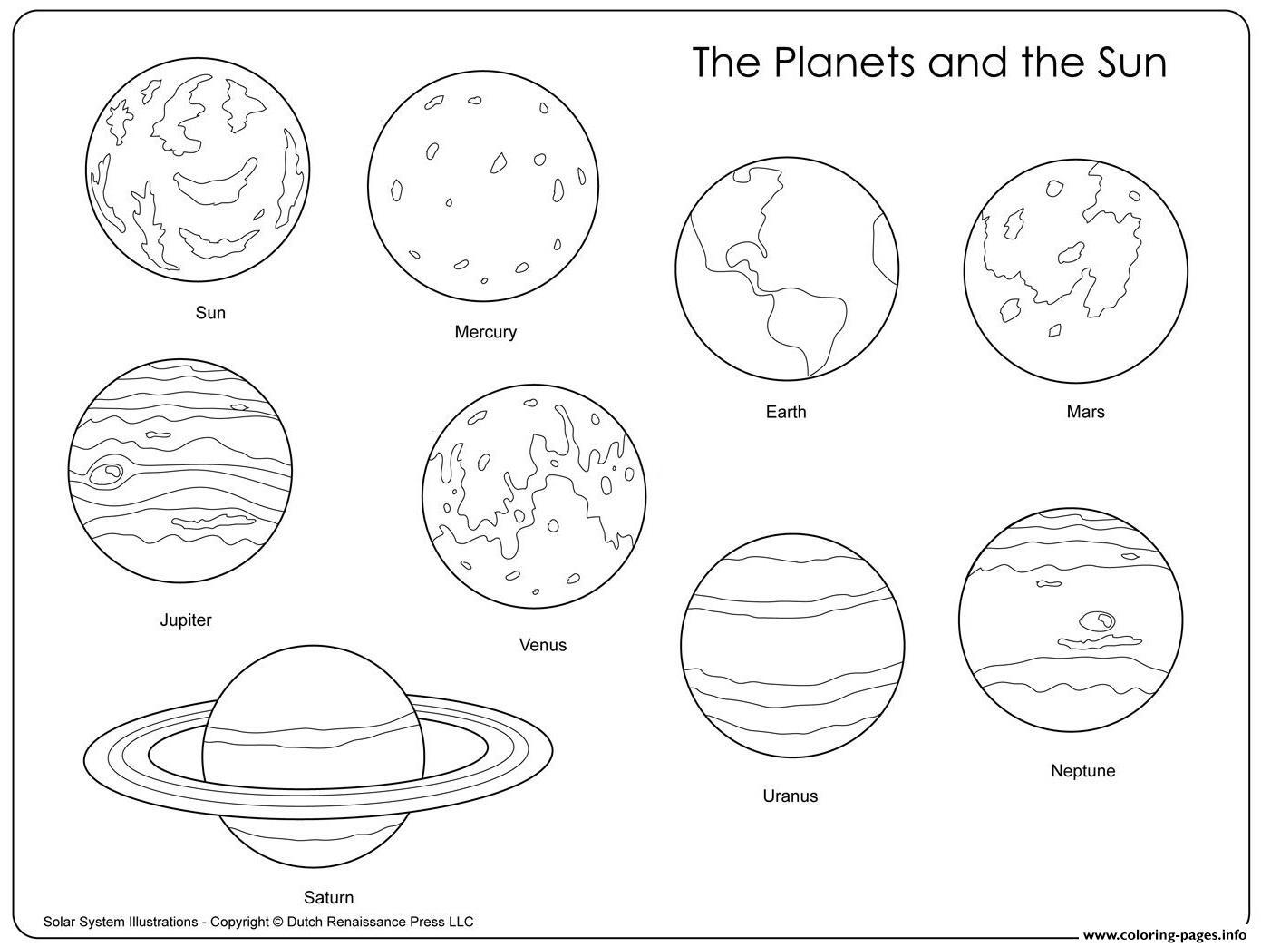 The Planets And The Sun Coloring Pages Printable