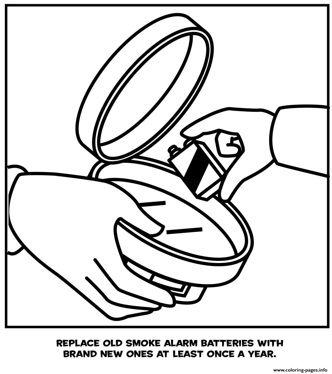 Replace Old Smoke Alarm Batteries With Brand New Ones At Least Once A Year coloring