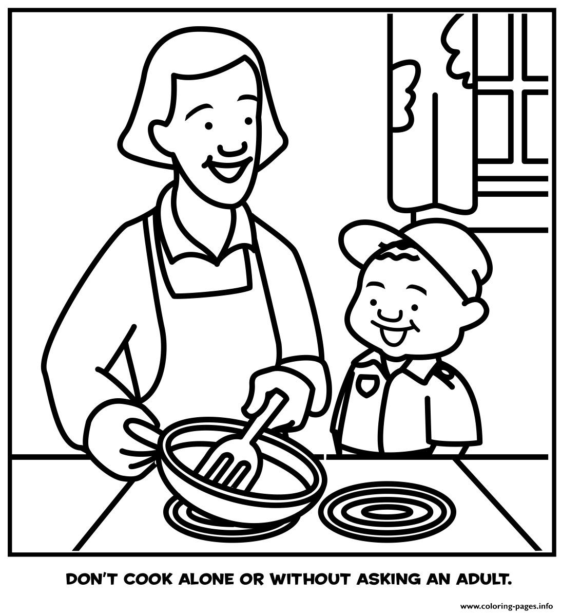 Dont Cook Alone Or Without Asking An Adult coloring
