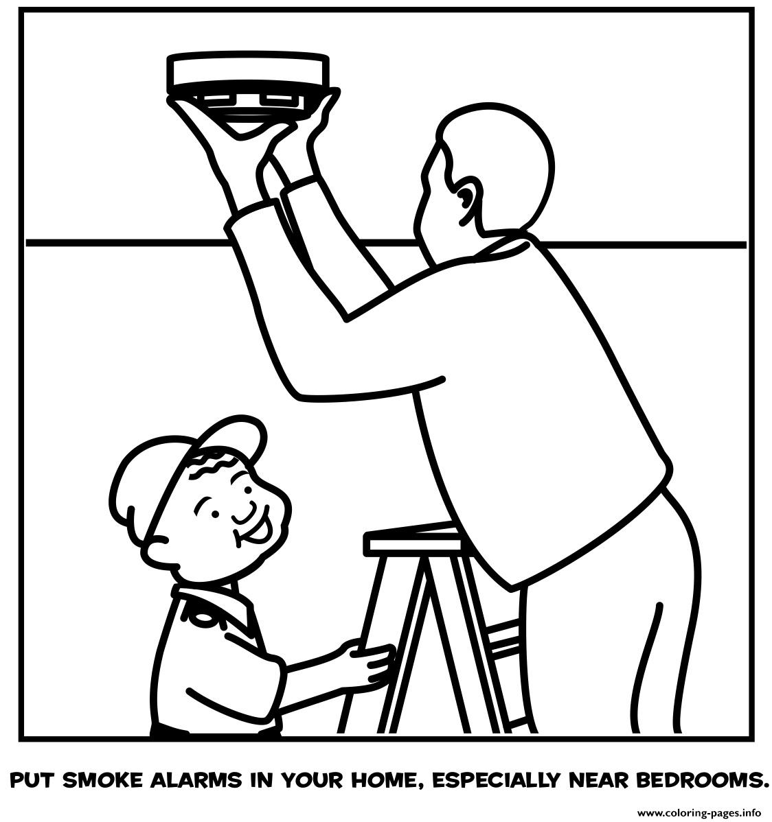 Put Smoke Alarms In Your Home Especially Near Bedrooms coloring