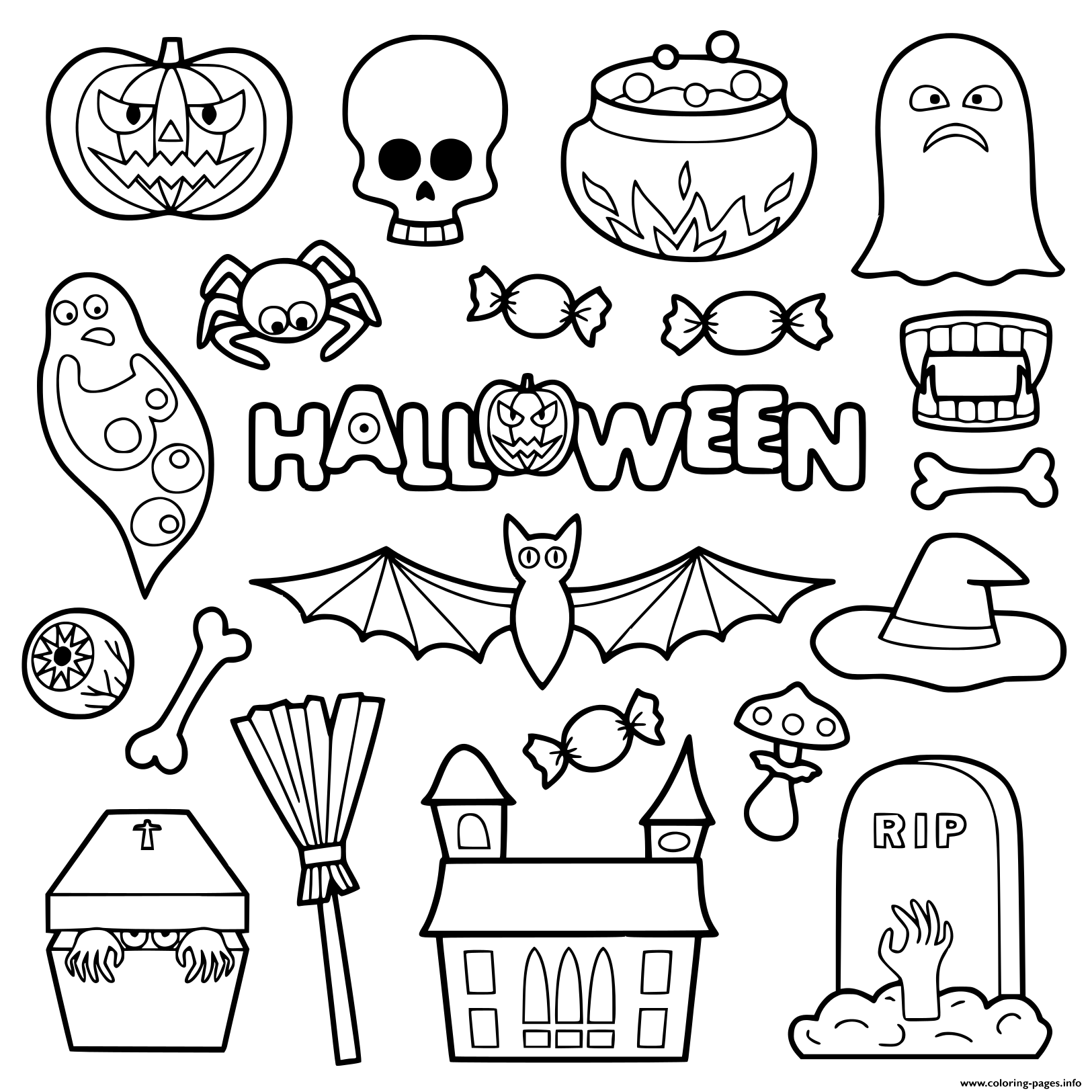 Halloween Objects For Kids coloring