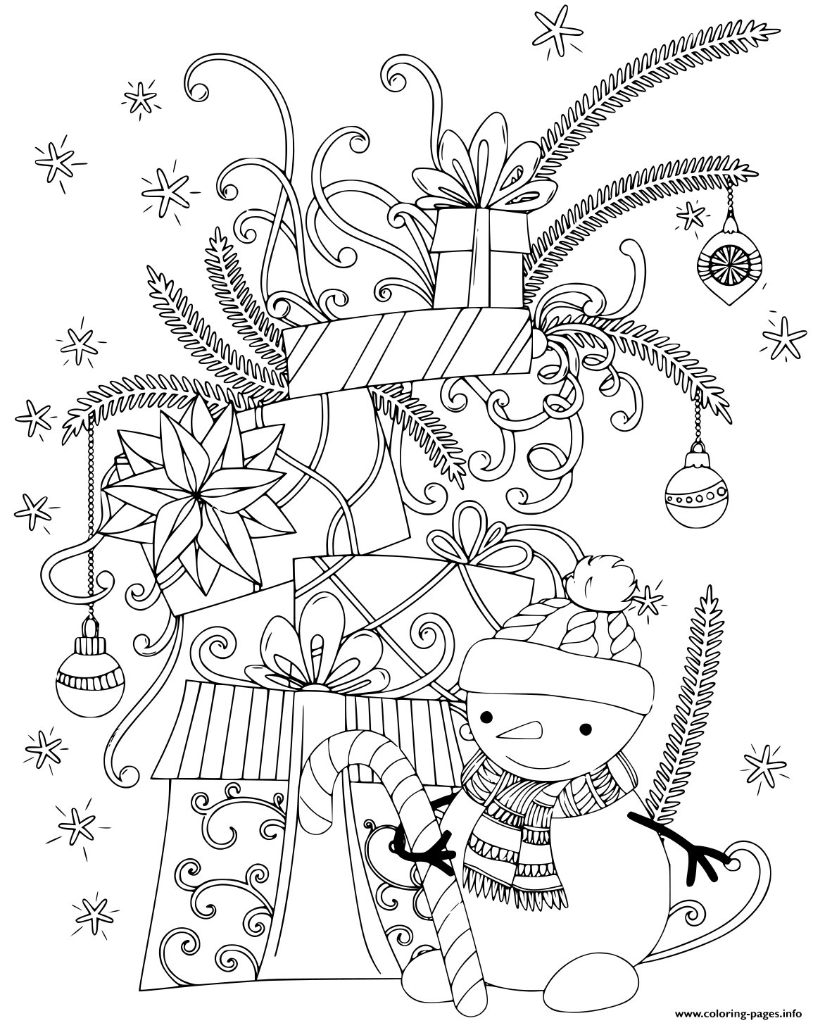Man Of Snow With Gift Christmas coloring