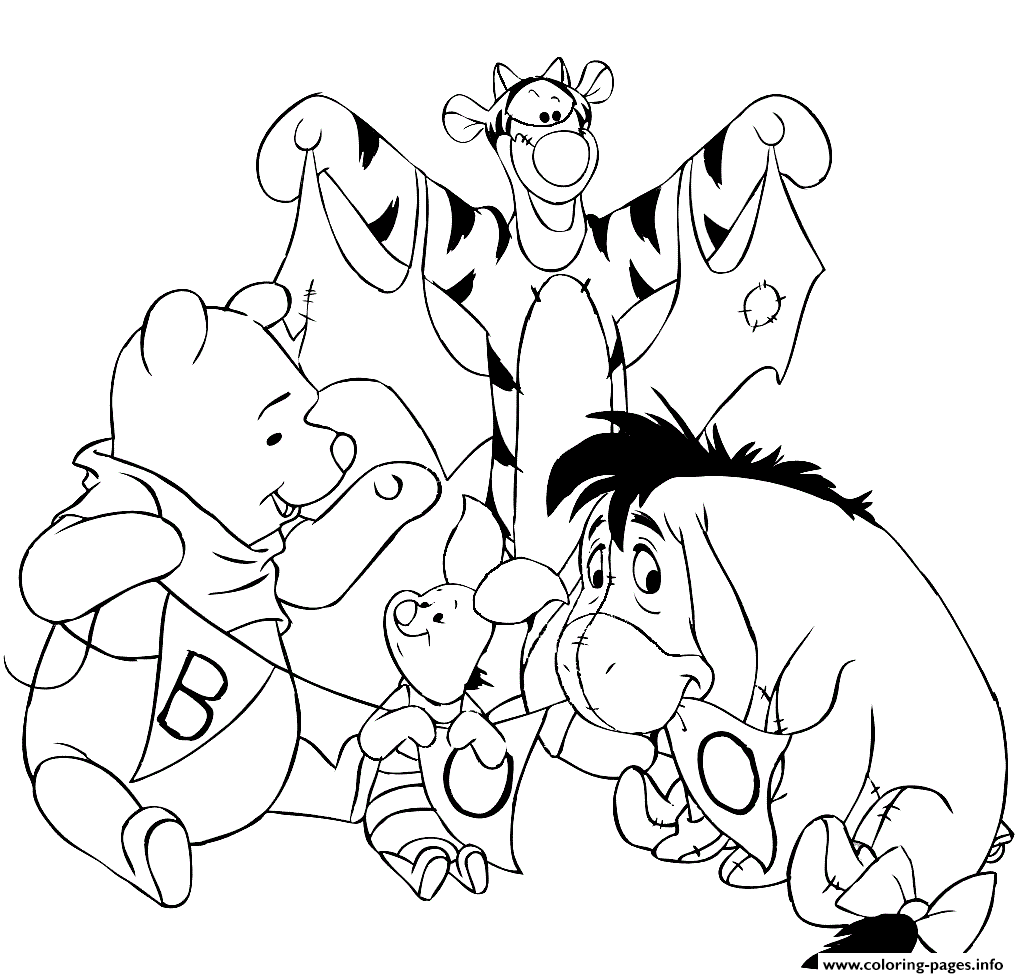 Pooh Friends Halloween From Disney coloring
