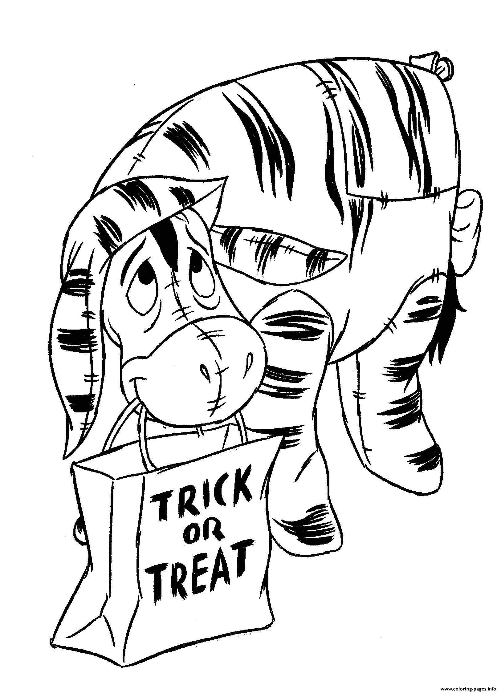 Winnie The Pooh Halloween Trick Or Treat Coloring page Printable