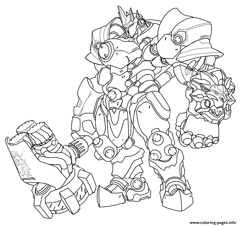 Overwatch Reinhardt Coloring page Printable