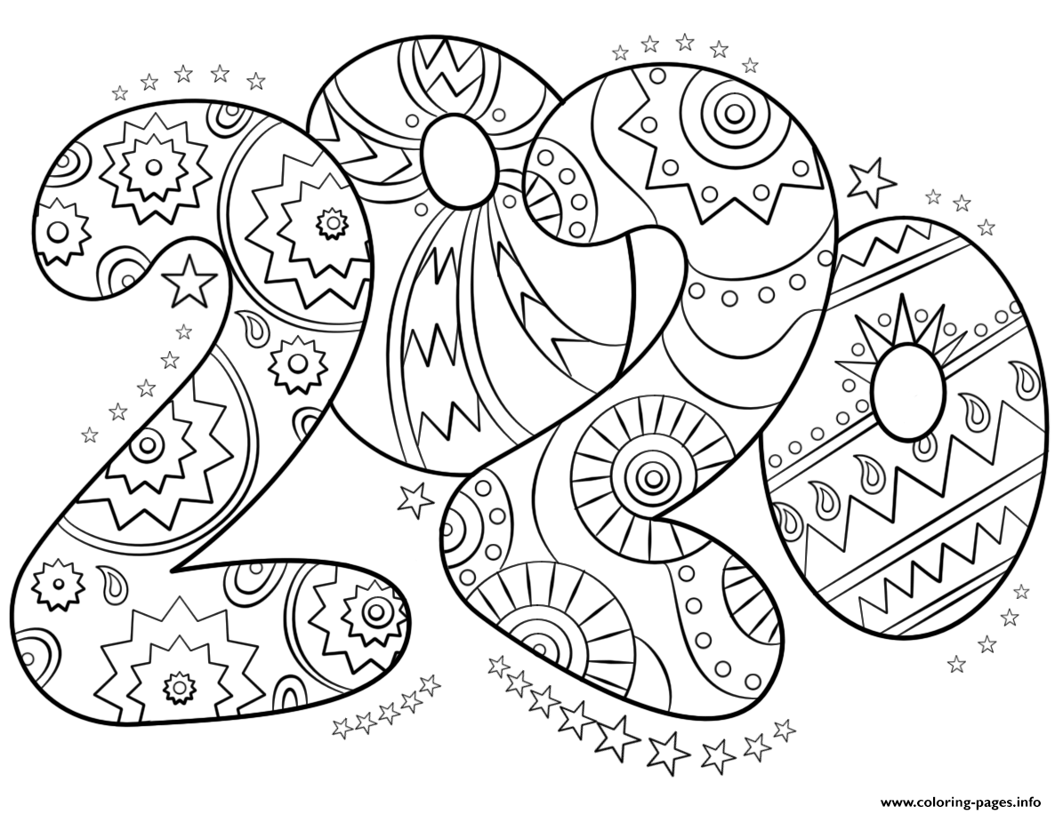 2020 Number New Year coloring
