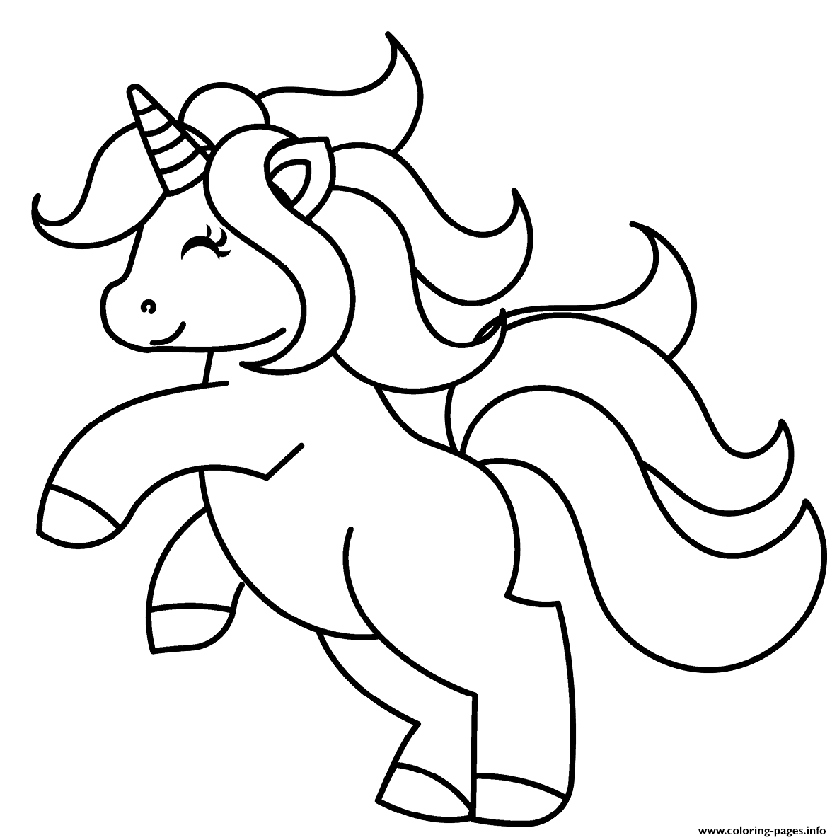 Happy Unicorn Coloring page Printable