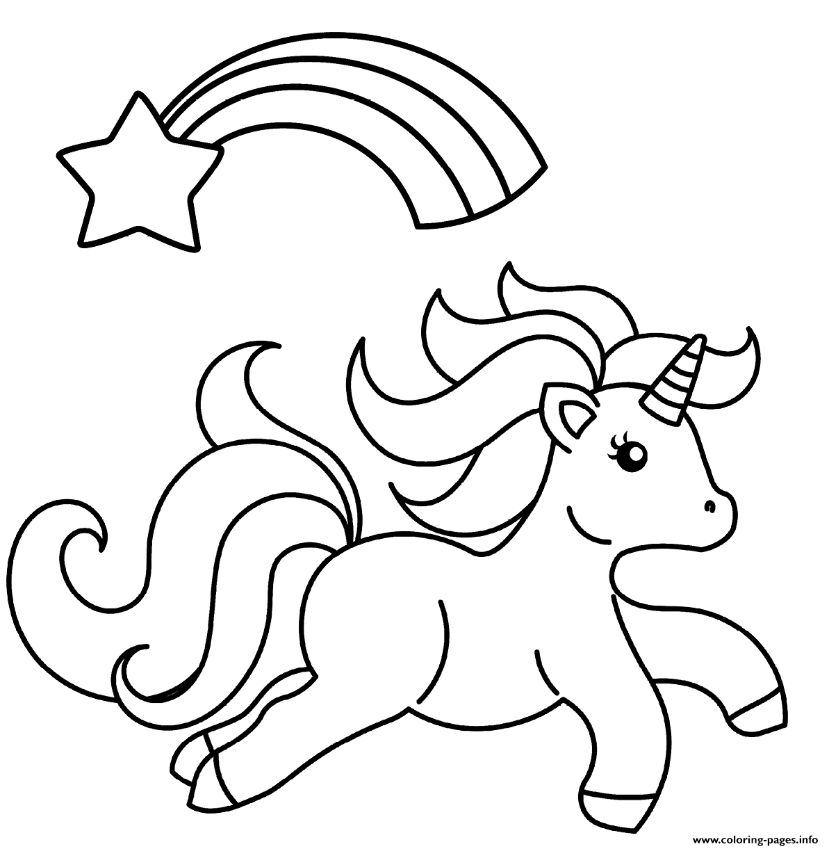 A Sweet Little Unicorn With A Shooting Star coloring