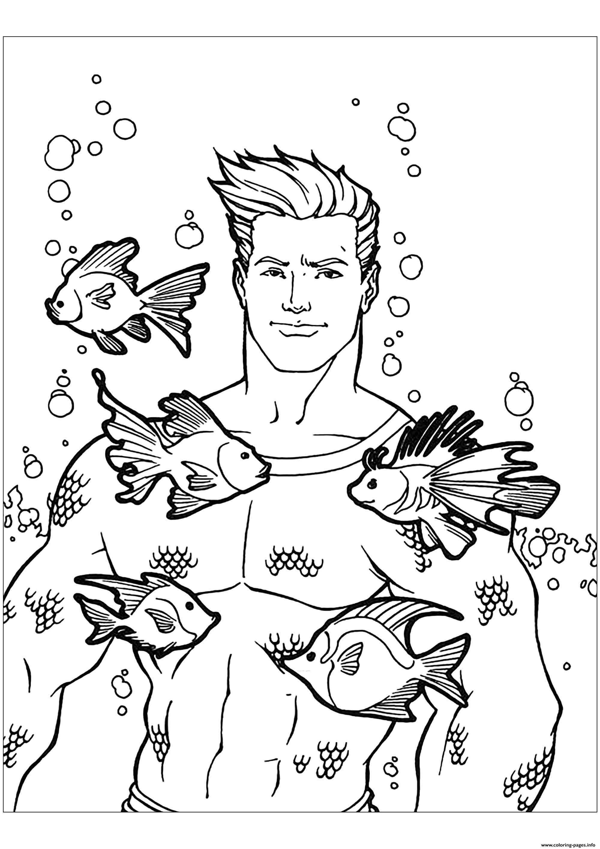 Aquaman With Fishes coloring