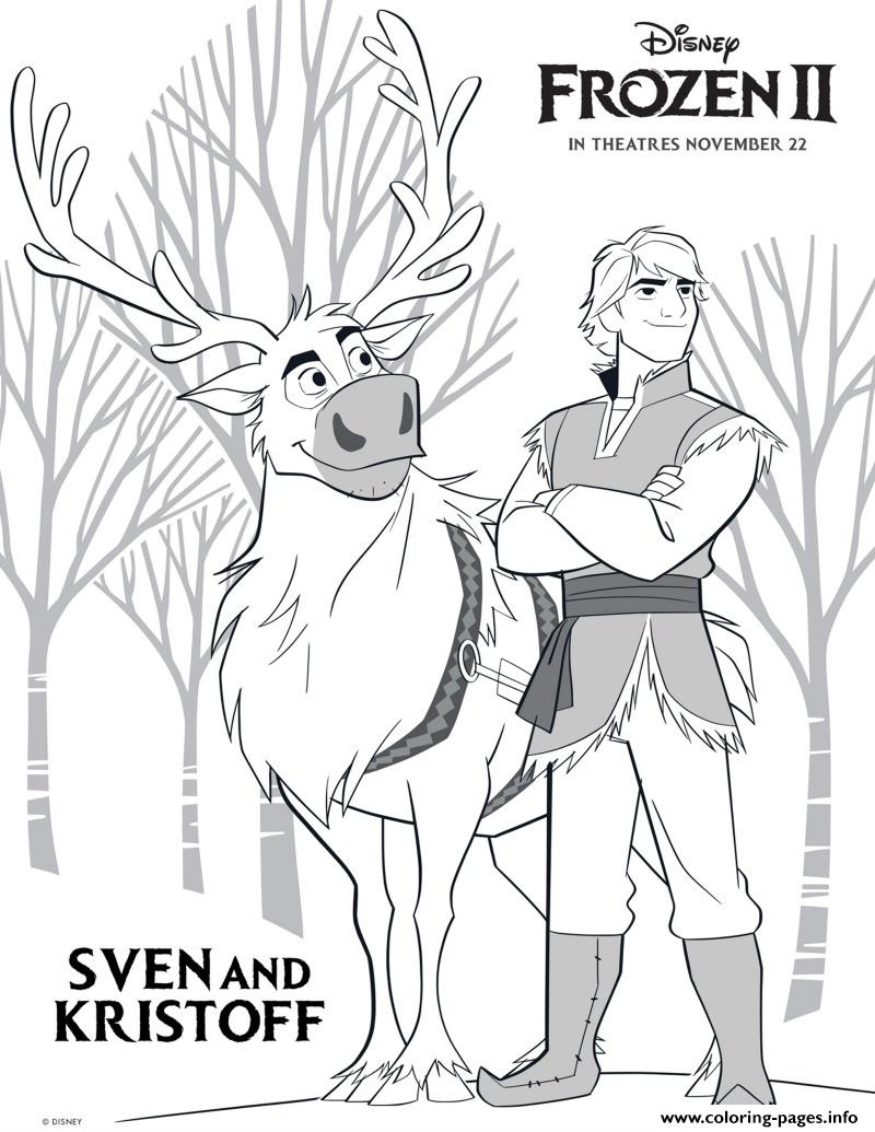 Sven And Kristoff From Frozen 2 Coloring Pages Printable