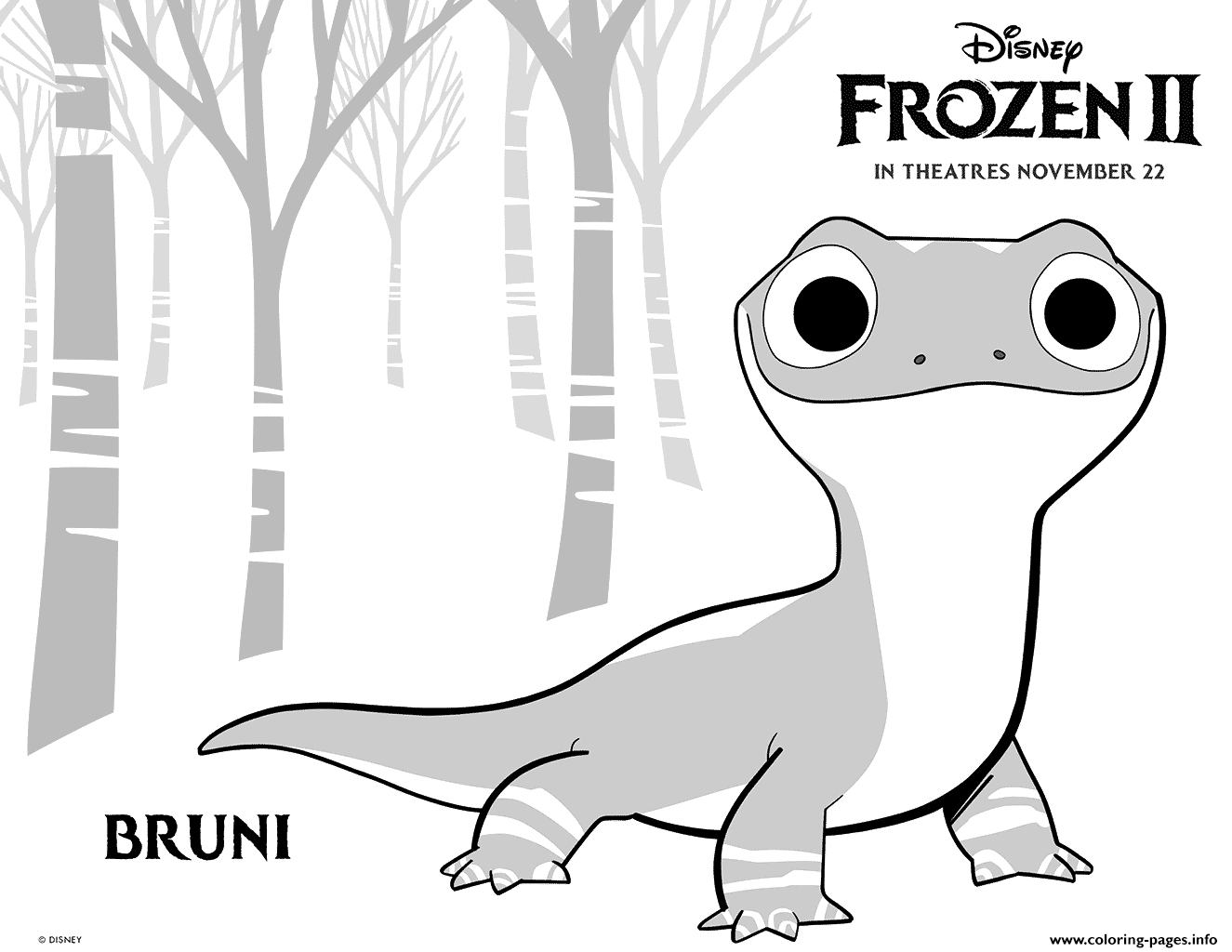 Download Disney Frozen 2 Bruni Salamander Coloring Pages Printable