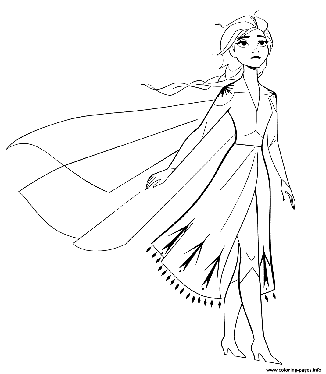 Elsa From New Frozen 2 To Color Coloring page Printable