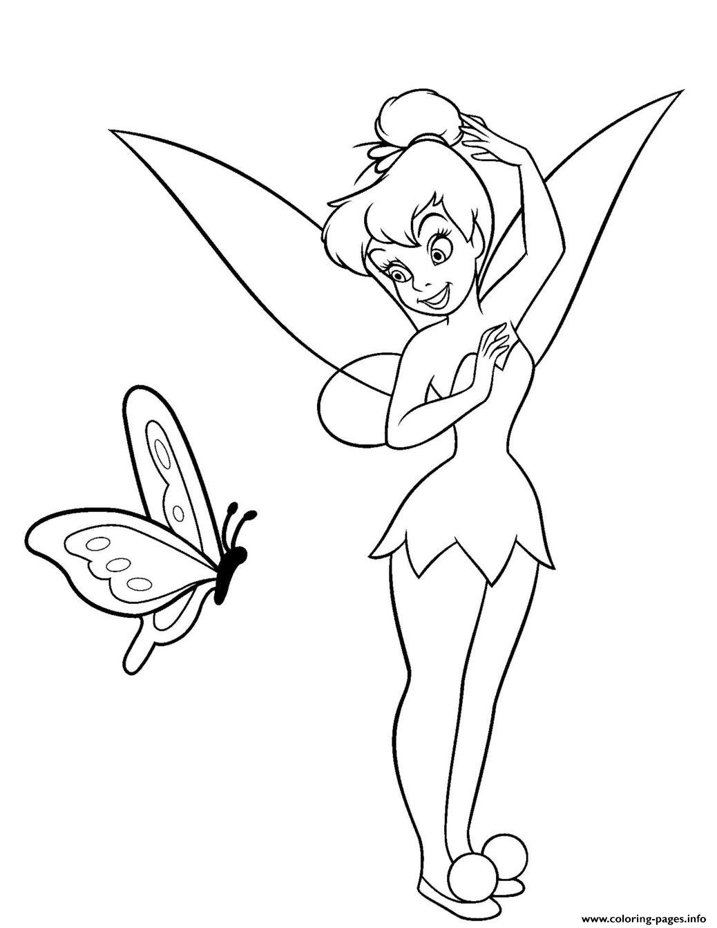 Tinkerbell Fairy Disney Cute Coloring Page Printable