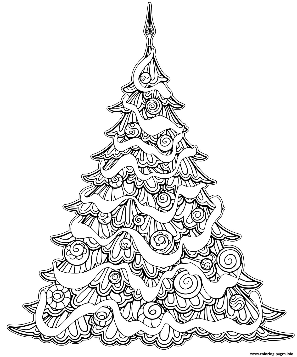 Luxury Christmas Tree Contour Drawing Coloring Pages Printable