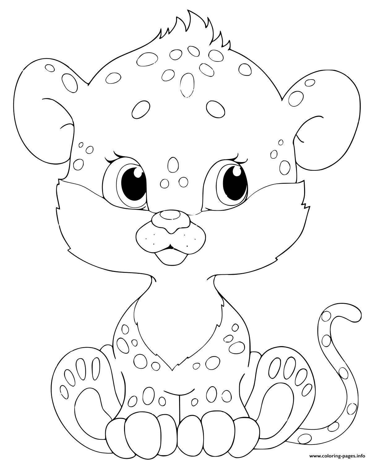Cute Baby Panther Leopard For Kids Coloring page Printable