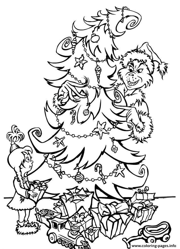 Grinch Christmas Tree Coloring Page Printable
