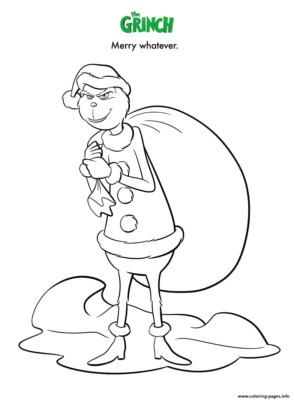 Merry Whatever Grinch Coloring Page Printable