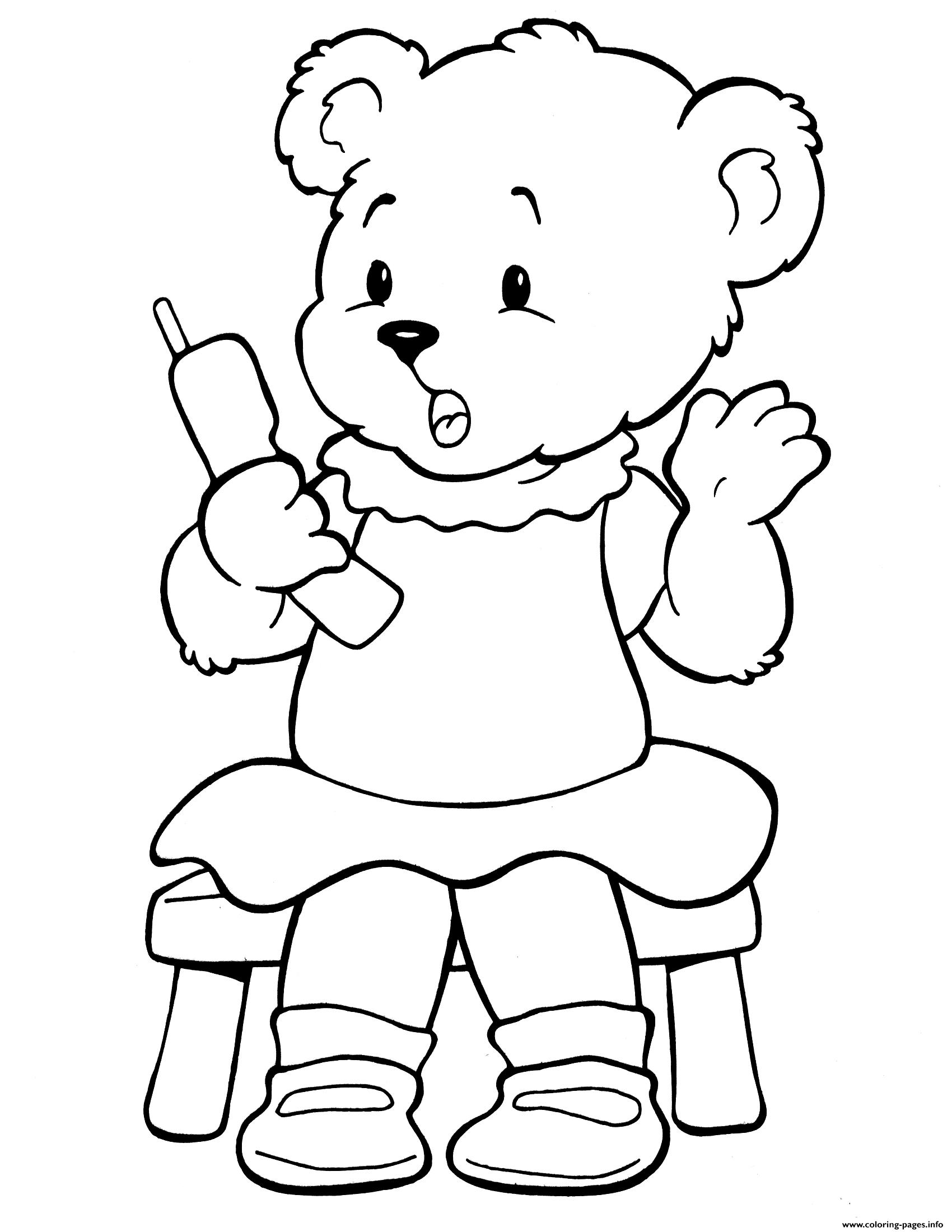 Teddy Bear On The Phone coloring