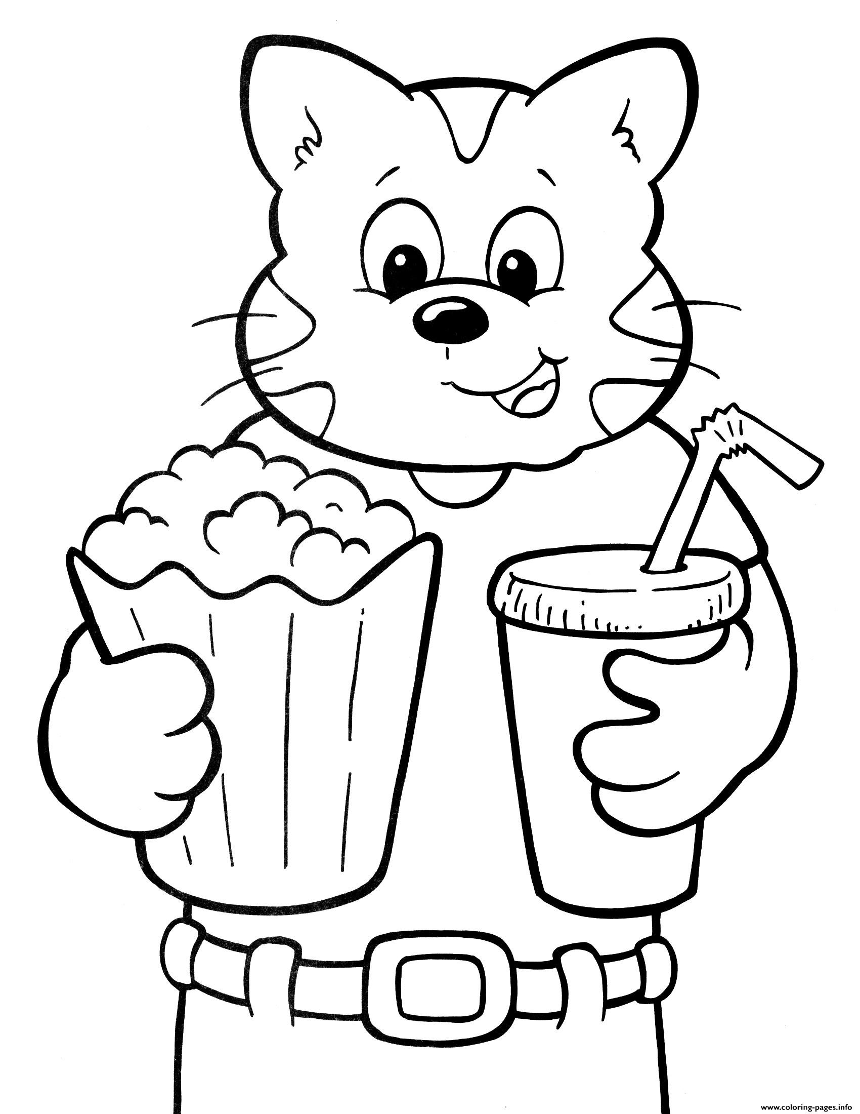 Cat Ready To Watch Movie Crayola Coloring Page Printable