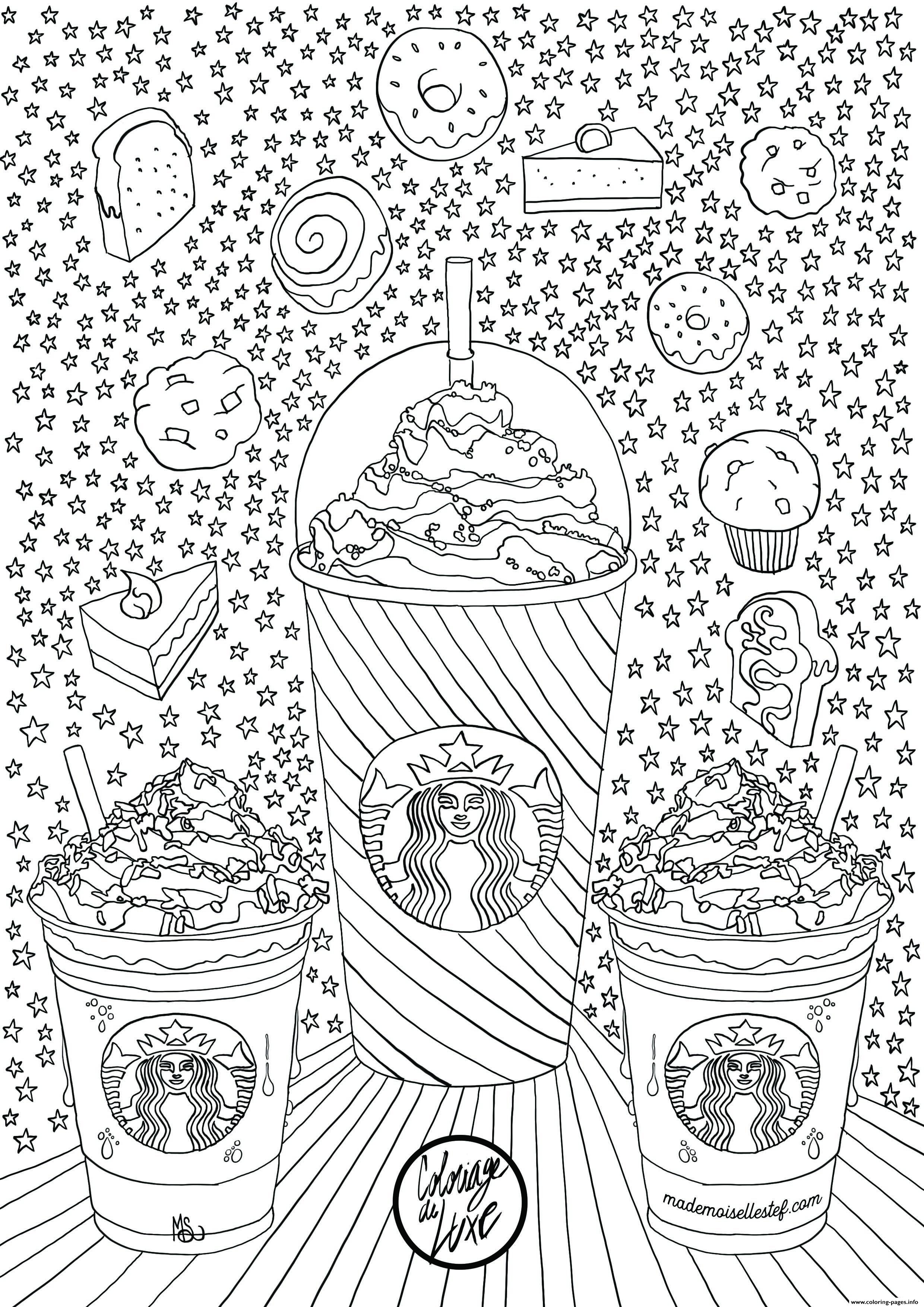 Starbucks Frappuccino Cakes Donuts Adults coloring