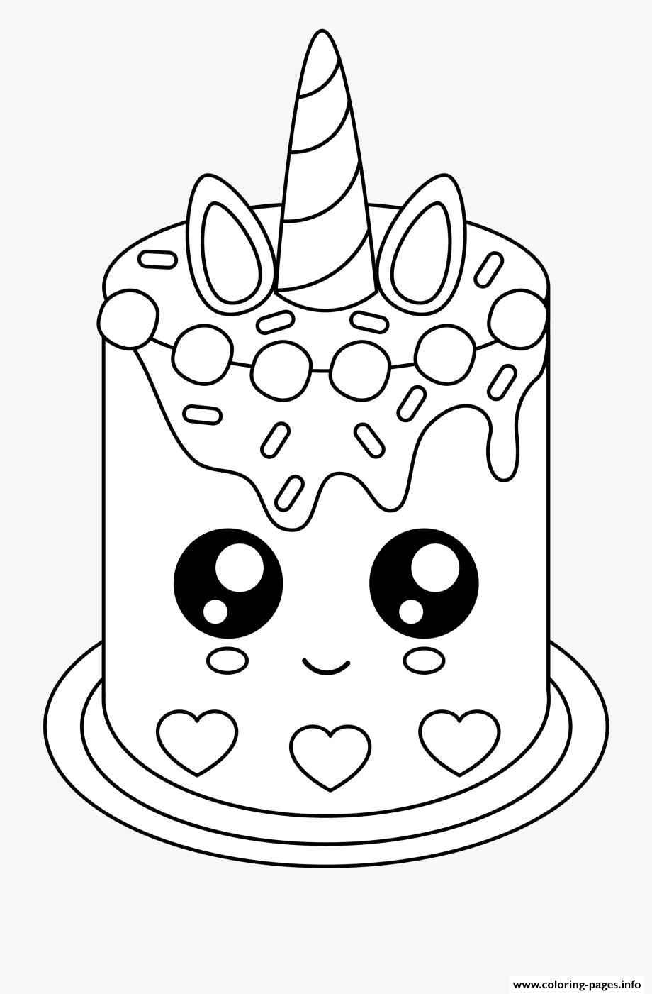 Easy Cake Unicat Coloring page Printable