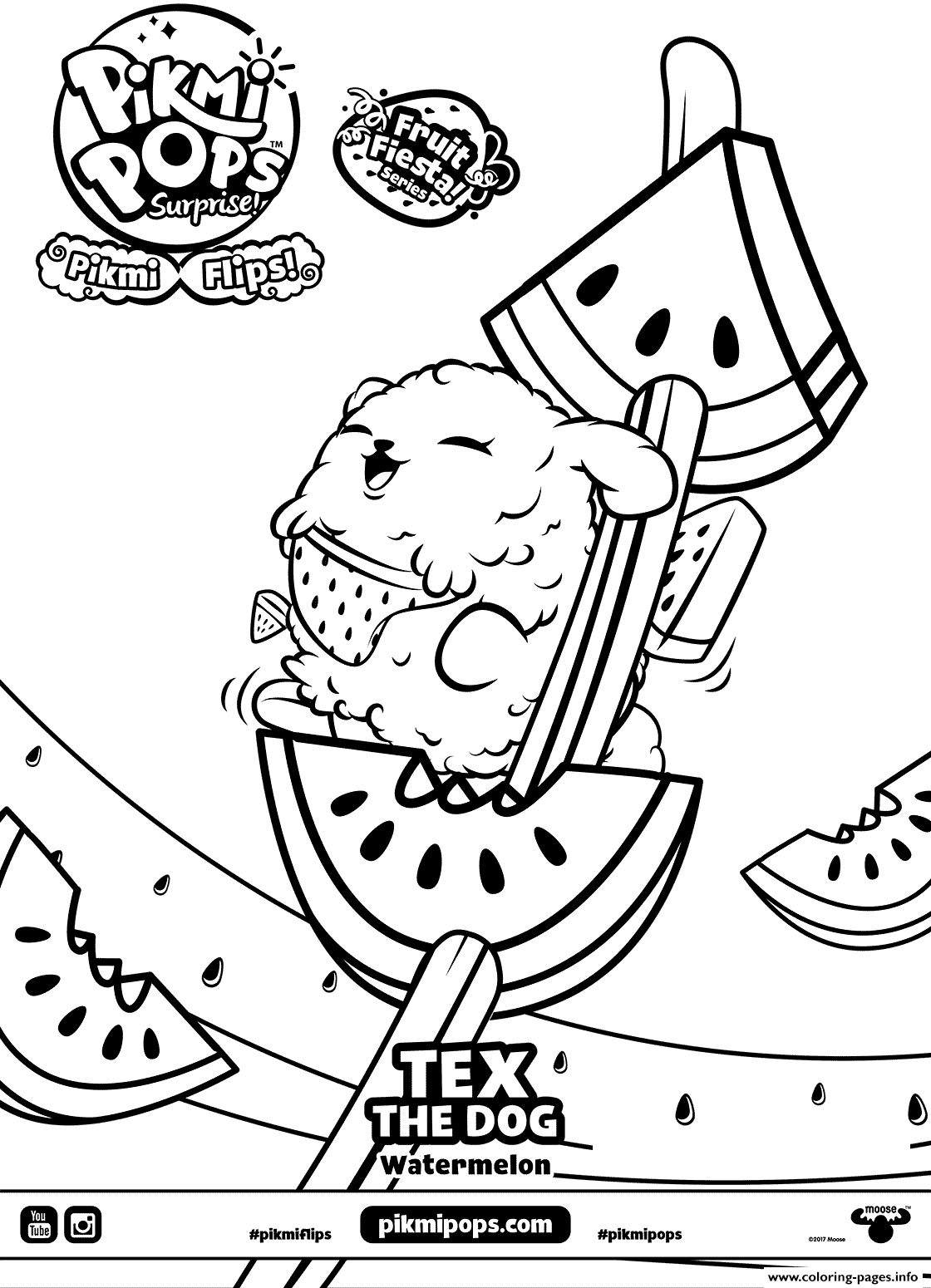 Tex The Dog Watermelon Coloring Pages Printable