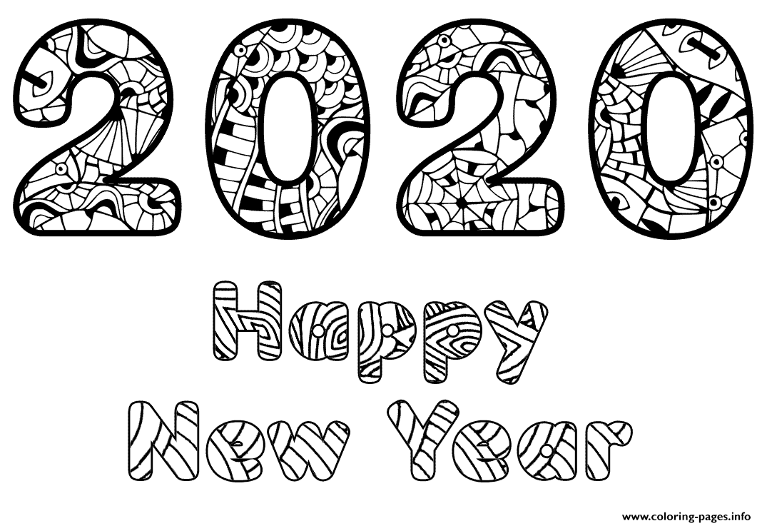 2020 Happy New Year Page coloring