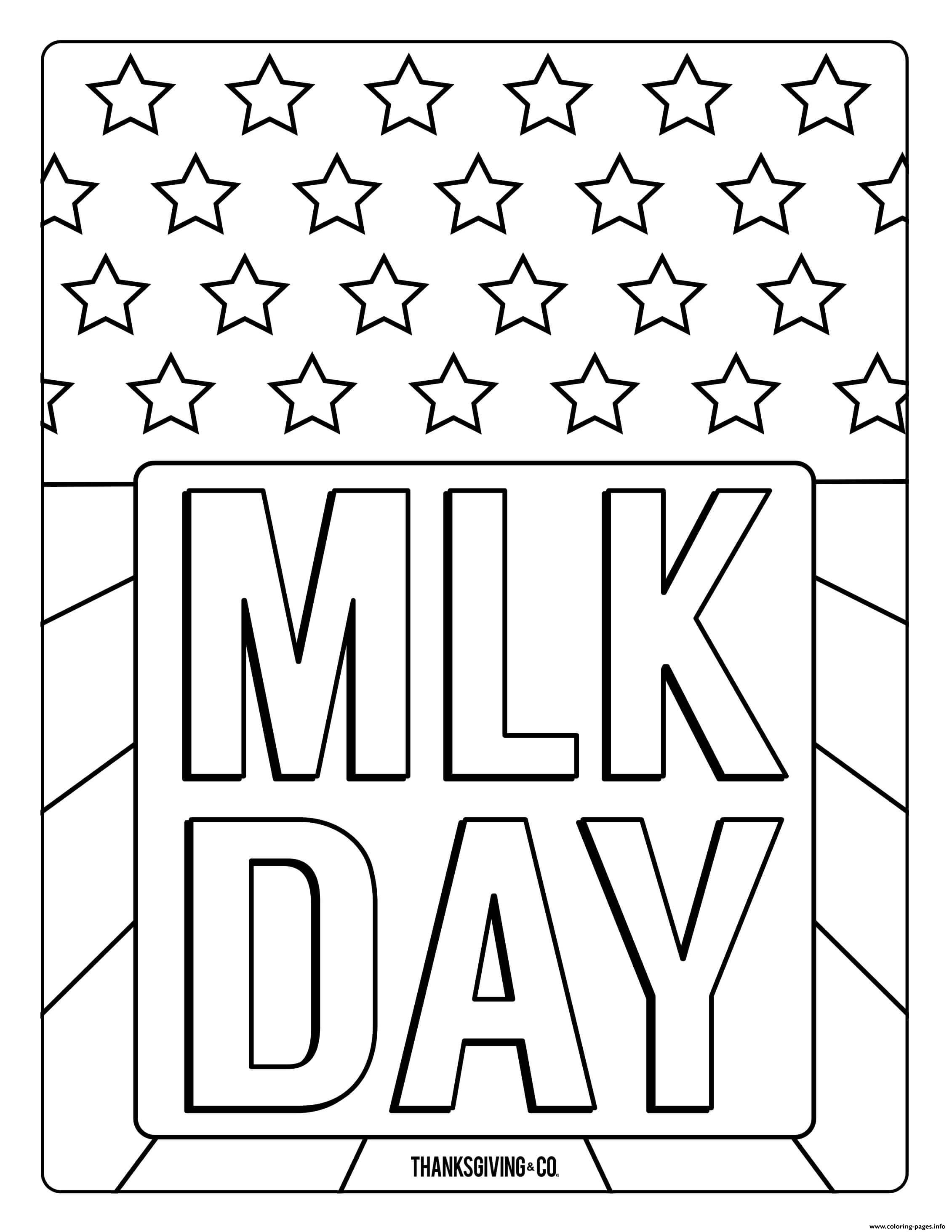 MLK Jr Day America Flag Usa Coloring Page Printable