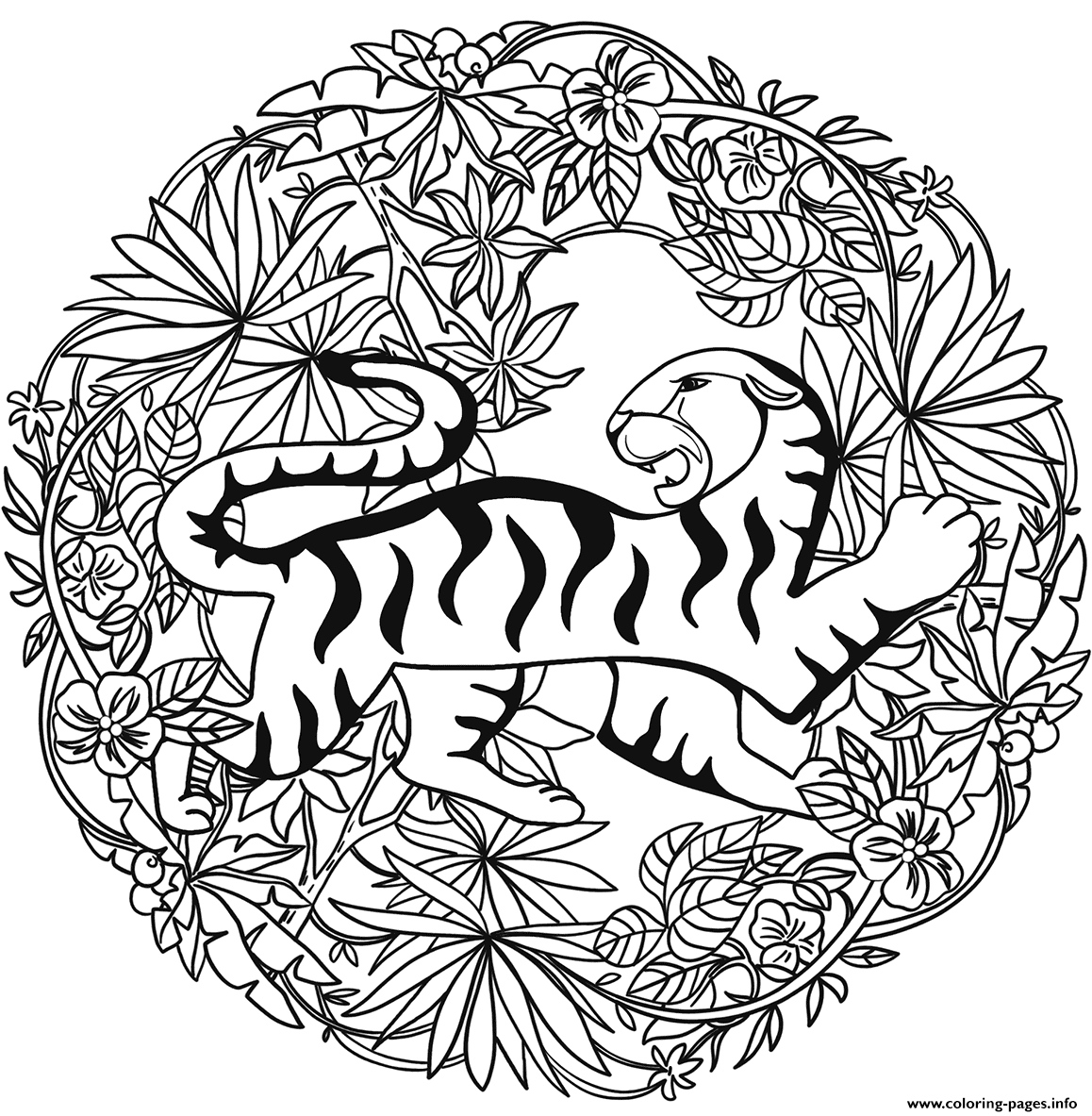 Tiger Mandala Animal coloring